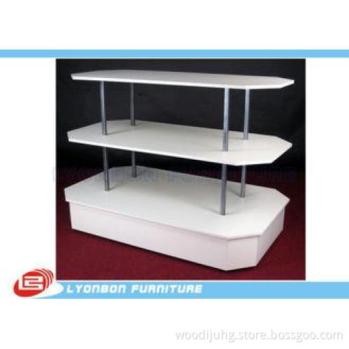 Three Plates Metal Tube Wooden Kiosk For Product Selling MD